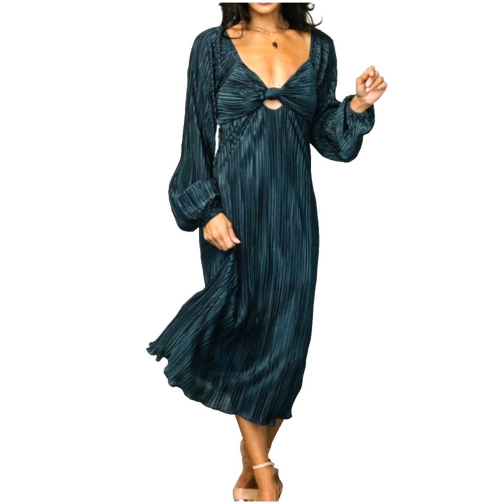 Baltic Born Amani Pleated Midi Dress in Peacock - NWT